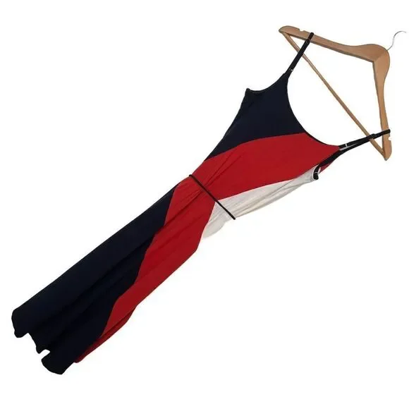 Three Dots Red, White, and Blue Color Block Hi Lo Dress size S - Picture 4 of 13